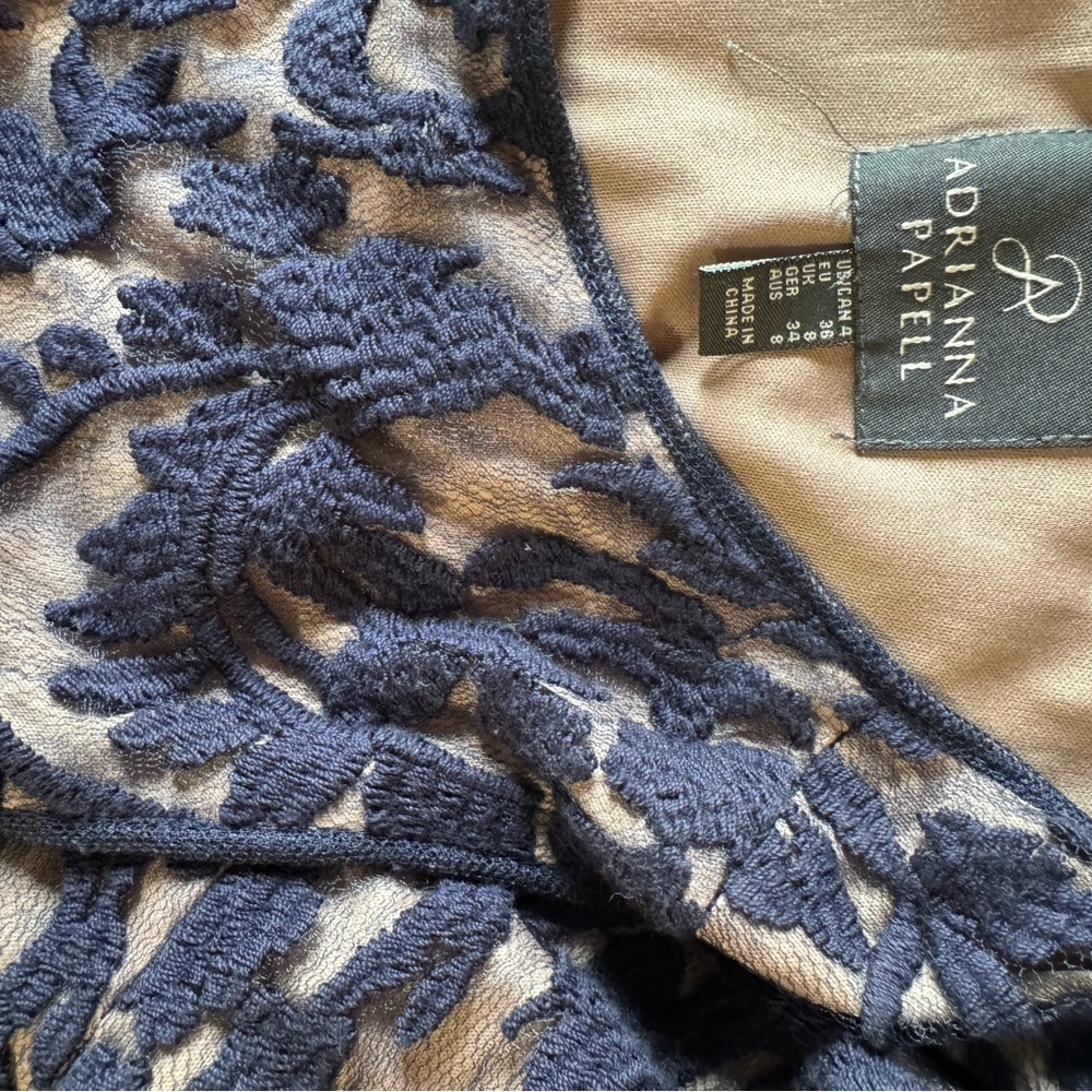Adrianna Papell Navy Lace Gown - Picture 5 of 5